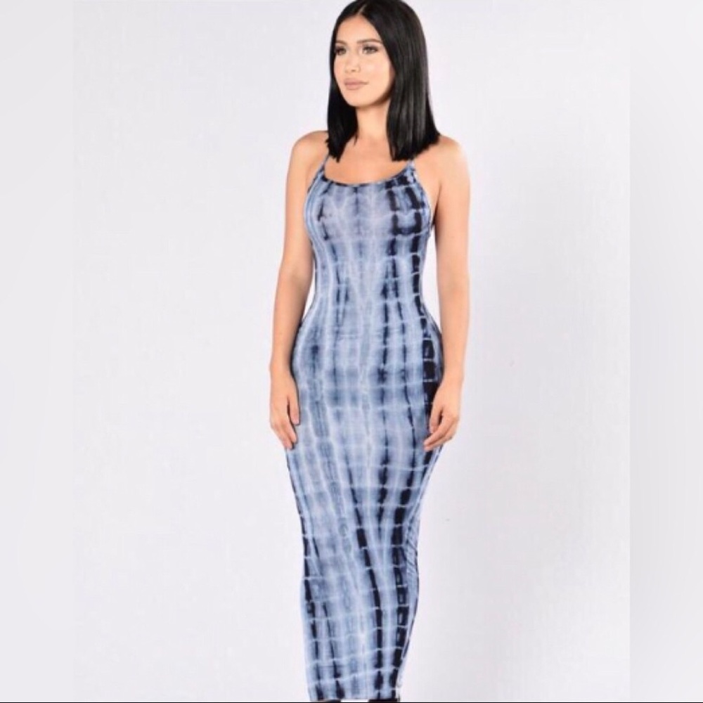 Fashion Nova Blue Tie Dye Mermaid Dress